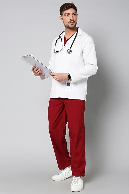 Men's Lab Coat/Doctor's Apron | Long Sleeve Short Length (waist length) | Cotton & Polyester | For Doctors Men's Lab Coat/Doctor's Apron | Long Sleeve Short Length (waist length) | Cotton & Polyester | For Doctors